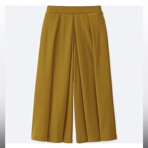 Uniqlo Jersey Wide Leg Crop Pants Culottes Medium Large olive/mustard/brown
